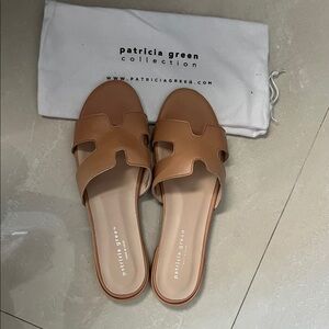 Patricia Green Tan Slide Sandals